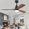 Energetic Lighting 52 In LED Ceiling Fan with Light, Remote Control, Reverse Airflow DC Motor, 3 Wood Blades, Black CFAN-DC3B52-BK